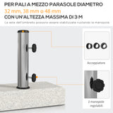 easycomfort easycomfort base per ombrellone da giardino 25kg per pali da 32mm 38mm e 48mm in granito e acciaio inox 45x22 5x40 cm grigia