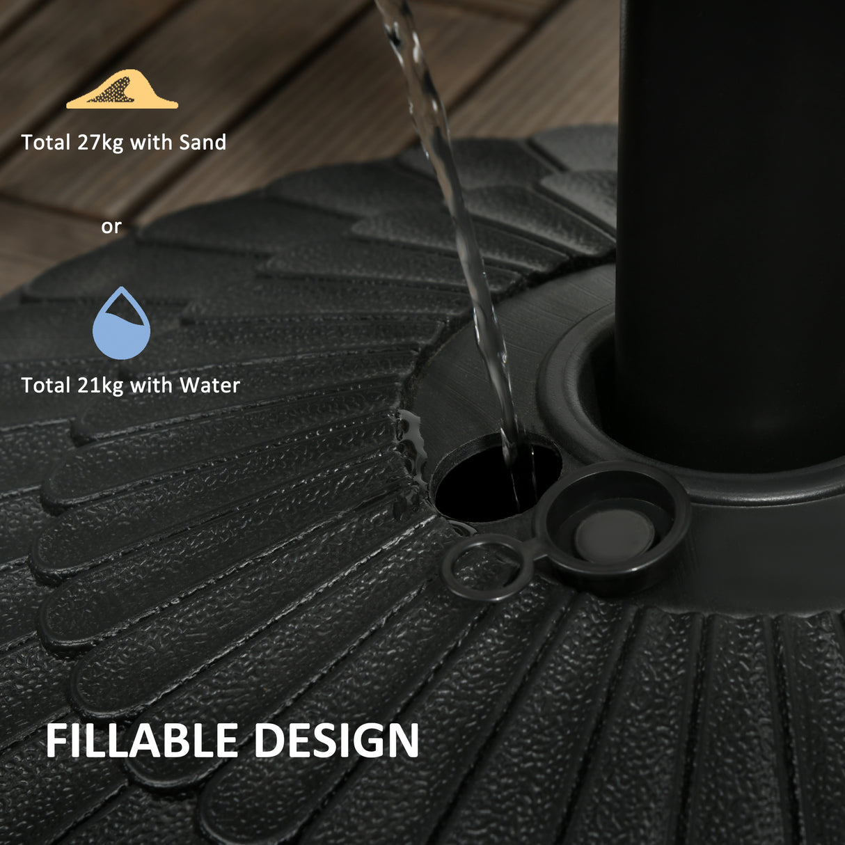 easycomfort easycomfort base per ombrellone da giardino di diametro 38 48 mm con riempimento laterale 48 5x36 cm