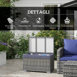 easycomfort easycomfort baule da giardino in rattan pe con rivestimento interno in tessuto impermeabile 76x45x48 cm grigio