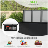 easycomfort easycomfort baule da giardino in rattan pe con ruote e maniglia laterale 121x57x67cm nero