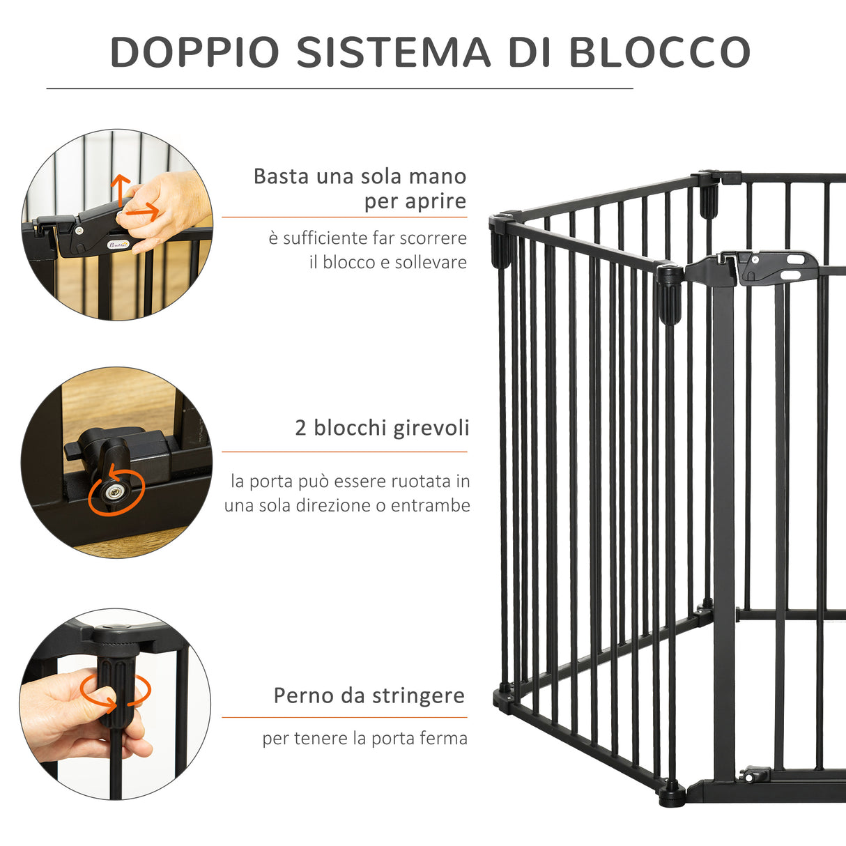 immagine-4-easycomfort-easycomfort-cancelletto-di-sicurezza-pieghevole-6-sezioni-cancellino-barriera-per-cani-in-acciaio-sistema-di-blocco-e-chiusura-automatica-nero