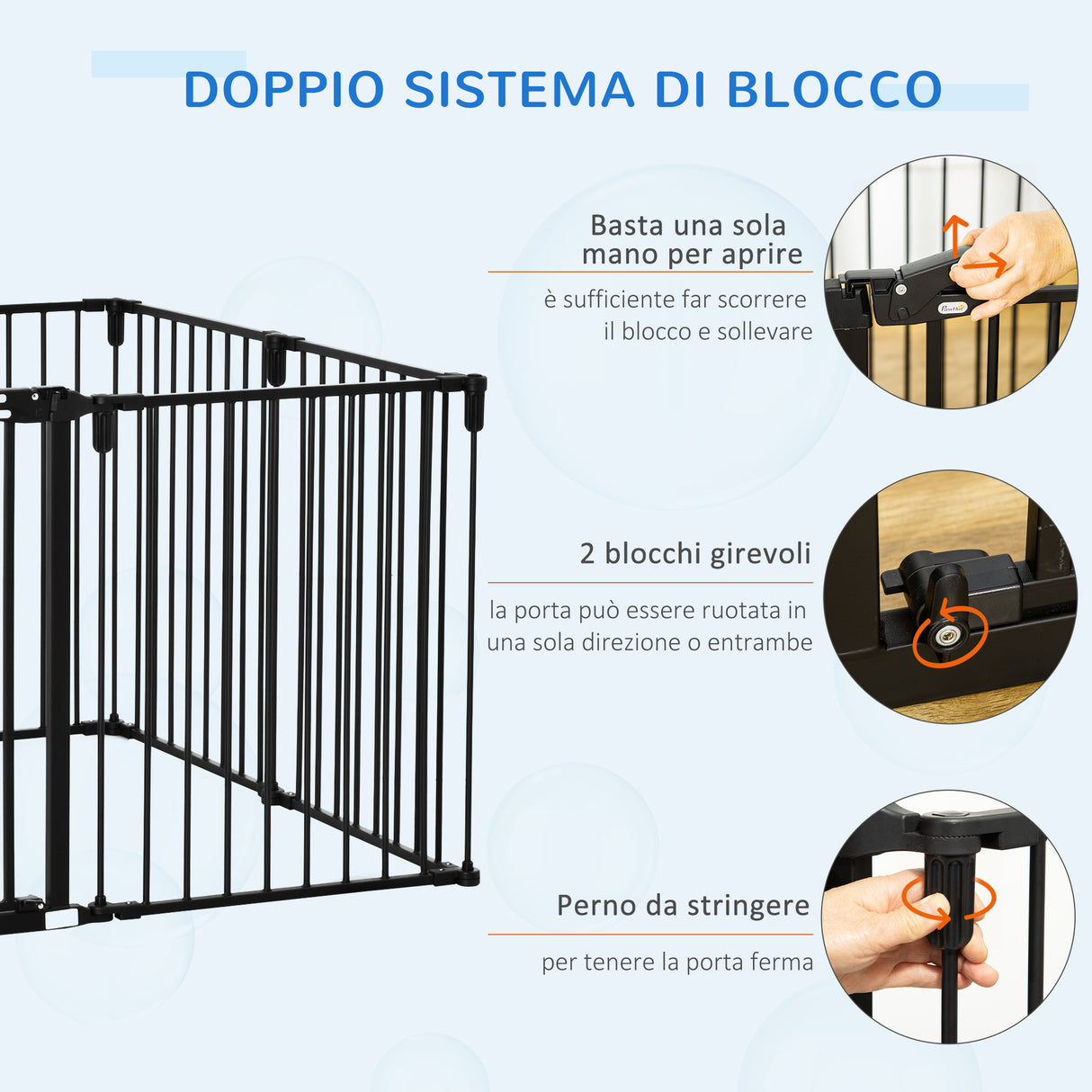 immagine-4-easycomfort-easycomfort-cancelletto-di-sicurezza-pieghevole-8-sezioni-cancellino-barriera-per-cani-in-acciaio-sistema-di-blocco-e-chiusura-automatica-nero