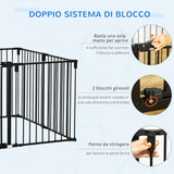 immagine-4-easycomfort-easycomfort-cancelletto-di-sicurezza-pieghevole-8-sezioni-cancellino-barriera-per-cani-in-acciaio-sistema-di-blocco-e-chiusura-automatica-nero