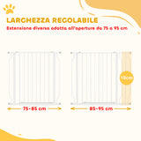 easycomfort easycomfort cancelletto per cani a larghezza regolabile con doppio blocco in acciaio e abs 76x75 95 cm bianco