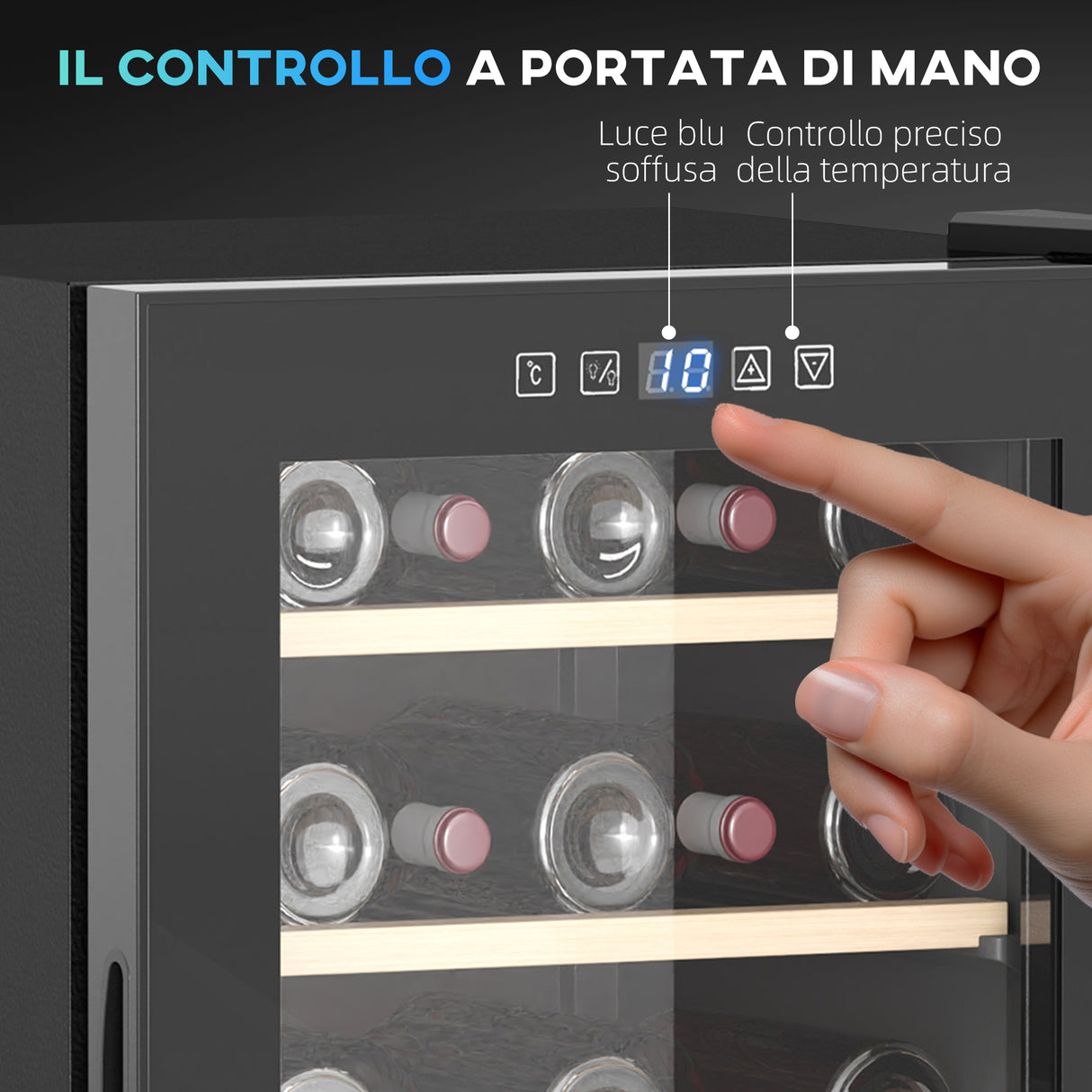 easycomfort easycomfort cantinetta vino frigo per 41 bottiglie capacita 91l controllo temperatura e ripiani in legno nero