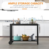 immagine-4-easycomfort-easycomfort-carrello-da-cucina-a-2-livelli-con-maniglie-e-ganci-laterali-in-acciaio-128x46-5x86-5-cm-nero