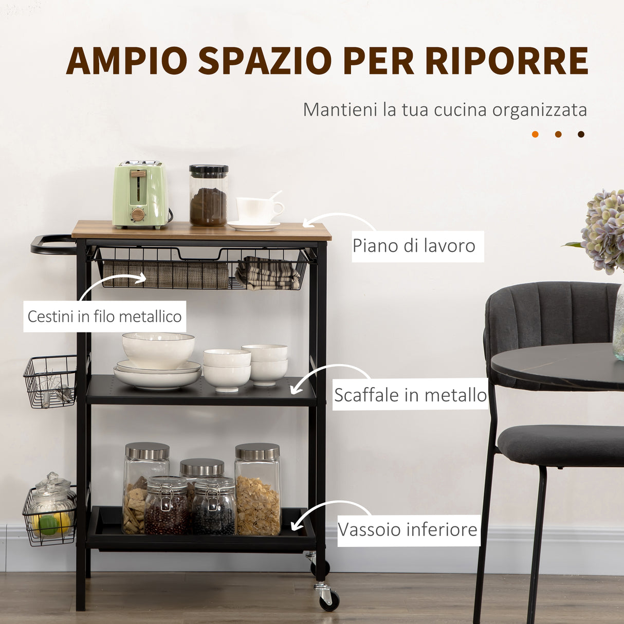 immagine-4-easycomfort-easycomfort-carrello-da-cucina-a-3-livelli-con-2-ruote-cesto-estraibile-e-vassoio-75x43-5x91-cm-color-legno-e-nero