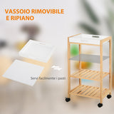 easycomfort easycomfort carrello da cucina a 4 livelli in mdf e legno di pino con 4 ruote girevoli 40x30x76 cm bianco e marrone
