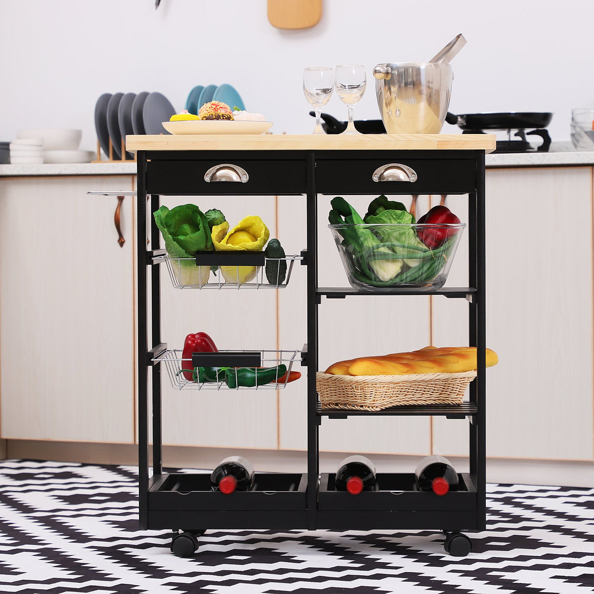 immagine-4-easycomfort-easycomfort-carrello-da-cucina-con-cassetti-e-portabottiglia-vino-legno-e-nero-ean-8054144137247