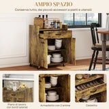 easycomfort easycomfort carrello da cucina con cassetto armadietto e 4 ruote in legno 60x40x77cm marrone rustico
