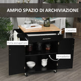 easycomfort easycomfort carrello da cucina con cassetto e armadietto 2 ante ruote e barra laterale 83x45x91 5cm nero