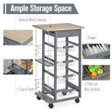 immagine-4-easycomfort-easycomfort-carrello-da-cucina-in-grigio-scuro-con-1-cassetto-e-4-cestelli-metallici