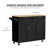 immagine-4-easycomfort-easycomfort-carrello-da-cucina-in-legno-con-2-cassetti-armadietto-3-ante-e-4-ruote-121x46x91cm-nero