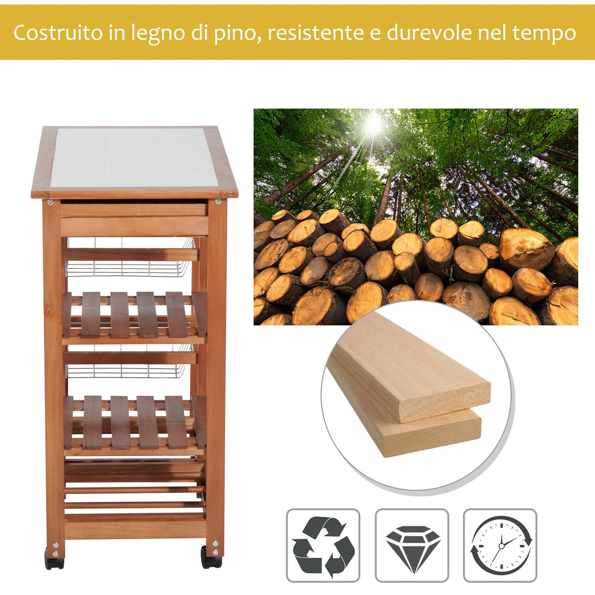 immagine-4-easycomfort-easycomfort-carrello-da-cucina-multiuso-in-legno-di-pino-con-4-ruote-e-cassetti-74x37x75cm-marrone-chiaro-ean-8054144130897