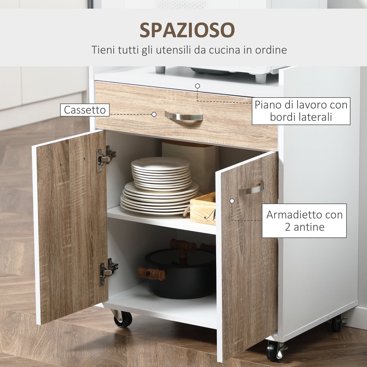 immagine-4-easycomfort-easycomfort-carrello-da-cucina-portavivande-per-microonde-con-4-ruote-in-legno-60x40x77cm-rovere