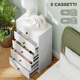 easycomfort easycomfort cassettiera 5 cassetti per camera da letto moderna e salvaspazio 47x29x95 cm bianco