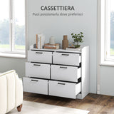 easycomfort easycomfort cassettiera 6 cassetti in legno con bordi rialzati e maniglie a u 110x40x88 cm bianco