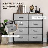 easycomfort easycomfort cassettiera 8 cassetti in tessuto rimovibili in legno e acciaio stile industriale 80x30x81 5cm