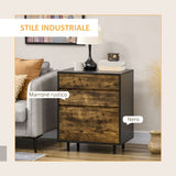 easycomfort easycomfort cassettiera con 3 cassetti in truciolato dallo stile rustico 60x45x75cm marrone e nero