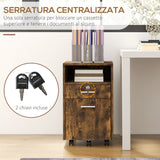 easycomfort easycomfort cassettiera da ufficio portadocumenti in legno con 2 cassetti e ripiano aperto 39x40x65 cm marrone
