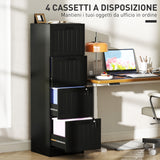 easycomfort easycomfort cassettiera portadocumenti a 4 cassetti con binario regolabile e 2 serrature in legno 40x40x131 cm nero