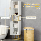 immagine-4-easycomfort-easycomfort-colonna-bagno-con-2-armadietti-e-ripiano-in-mdf-e-acciaio-30x30x170-7cm-bianco-e-oro