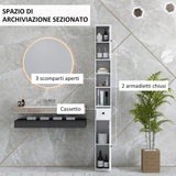 easycomfort easycomfort colonna bagno salvaspazio con 2 armadietti 3 ripiani aperti e cassetto in legno 20x20x178 cm bianco