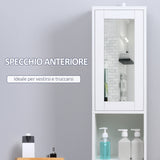 easycomfort easycomfort colonna bagno salvaspazio in legno con specchio e apertura a pressione 30x28x170cm bianco