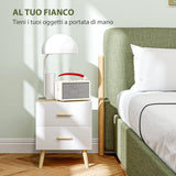 easycomfort easycomfort comodino con 2 cassetti in legno in stile scandinavo 40x40x50 cm rovere