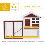 easycomfort easycomfort conigliera da esterno in legno con casetta per conigli e rampa 122x62 6x92 cm marrone e bianco