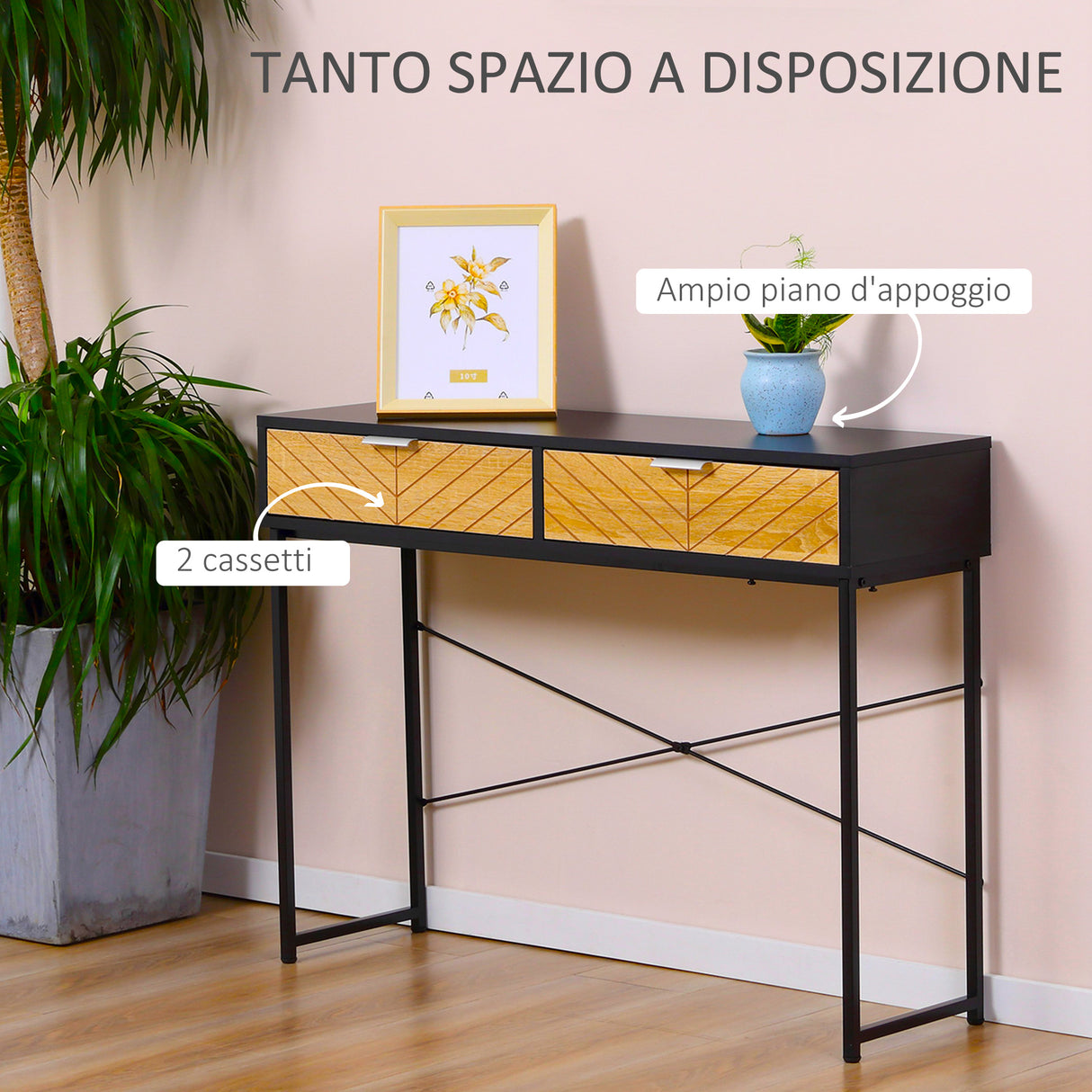 immagine-4-easycomfort-easycomfort-consolle-moderna-per-ingresso-e-soggiorno-con-2-cassetti-in-metallo-100x30x75cm-nero