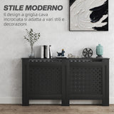 easycomfort easycomfort copritermosifoni in legno mdf traforato a croce con ripiano e fissaggio a muro 152x19x82 cm nero