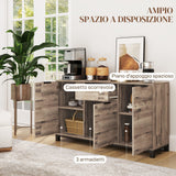 easycomfort easycomfort credenza buffet in stile industriale con cassetto e 3 armadietti in legno marrone 120x36 5x70 cm