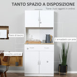 easycomfort easycomfort credenza cucina con armadietti a 2 ante e cassetto in legno 80x40x180cm bianco