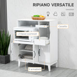 easycomfort easycomfort credenza cucina salvaspazio con 2 armadietti e 2 ripiani estraibili in legno 84x39x109 cm bianco