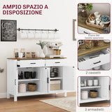 easycomfort easycomfort credenza da cucina con 2 cassetti e 2 armadietti stile rustico con mensole regolabili bianco