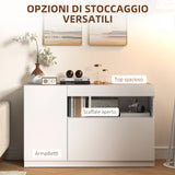 easycomfort easycomfort credenza moderna bassa con ante ammortizzate e apertura a pressione ripiani regolabili bianco