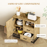 easycomfort easycomfort credenza moderna con 2 cassetti armadietto regolabile e ripiano aperto in legno e acciaio 80x40x78 cm marrone
