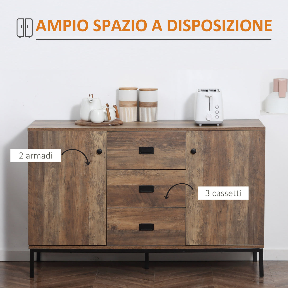 immagine-4-easycomfort-easycomfort-credenza-moderna-in-truciolato-e-metallo-con-2-armadietti-a-2-ante-con-ripiani-e-3-cassetti-120x39-5x77-cm