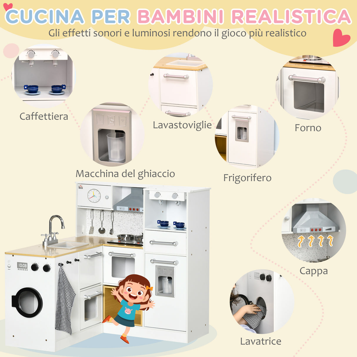 easycomfort easycomfort cucina giocattolo 2 pezzi per bambini 3 6 anni con utensili da cucina luci ed effetti sonori in mdf e pp