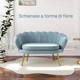 easycomfort easycomfort divanetto 2 posti in stile industrial chic in tessuto effetto velluto e metallo 130x77x77 cm azzurro