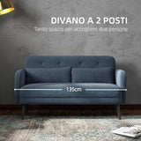 easycomfort easycomfort divano 2 posti con rivestimento in tessuto e 2 cuscini 135x74x82cm blu scuro