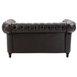 easycomfort easycomfort divano 2 posti in stile chesterfield in pelle pu con cuscino rimovibile 160x84x80 cm nero