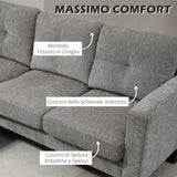 easycomfort easycomfort divano angolare 3 posti con cuscino per seduta e schienale in tessuto effetto ciniglia 186x130x84 cm tortora
