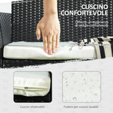 easycomfort easycomfort divano da giardino a 2 posti con cuscino e braccioli in rattan pe e acciaio 100x54x80cm nero