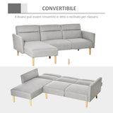 easycomfort easycomfort divano letto 3 posti divano angolare in tessuto grigio con schienale regolabile stile scandinavo 207x146x80cm
