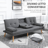 easycomfort easycomfort divano letto 3 posti reclinabile con 2 braccioli staccabili in tessuto effetto lino e legno di pioppo 181x77x78 cm