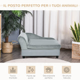 easycomfort easycomfort divano per cani con spazio portaoggetti e cuscino in legno e poliestere 76x45x43 cm grigio chiaro