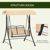 easycomfort easycomfort dondolo da giardino 2 posti con tetto parasole regolabile e tasche laterali beige