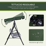 easycomfort easycomfort dondolo da giardino a 3 posti con tettuccio inclinabile e cuscini 172x110x153 cm verde